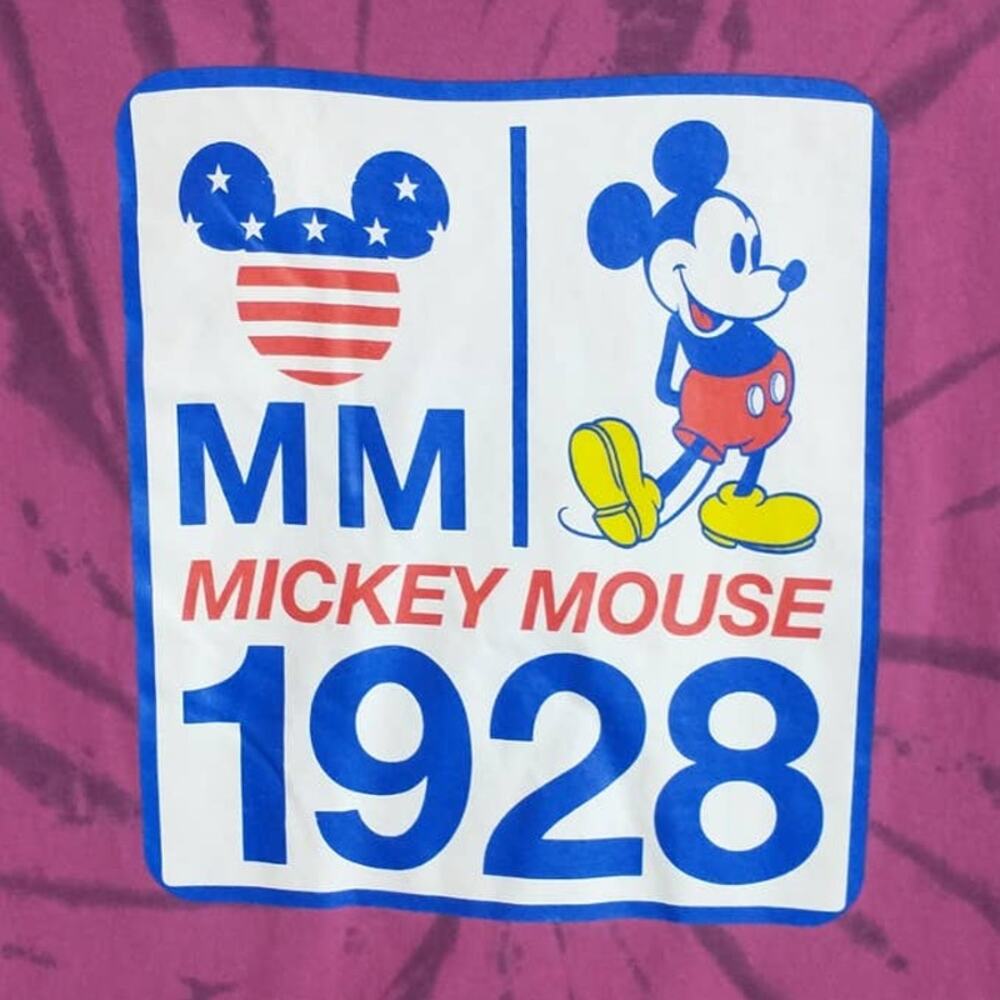 Disney Mickey Mouse 1928 Tie Dye T Shirt Mens Large Purple Graphic Tee